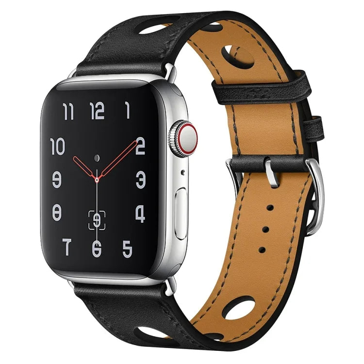 สายหนัง PU หัวเข็มขัดสีเงิน สำหรับ Apple Watch Series, 7 41mm / 6&SE&5&4 40mm / 3&2&1 38mm, 7 45mm / 6&SE&5&4 44mm / 3&2&1 42mm