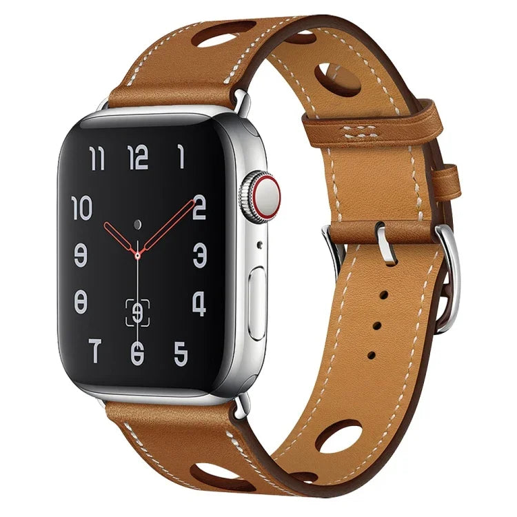 สายหนัง PU หัวเข็มขัดสีเงิน สำหรับ Apple Watch Series, 7 41mm / 6&SE&5&4 40mm / 3&2&1 38mm, 7 45mm / 6&SE&5&4 44mm / 3&2&1 42mm