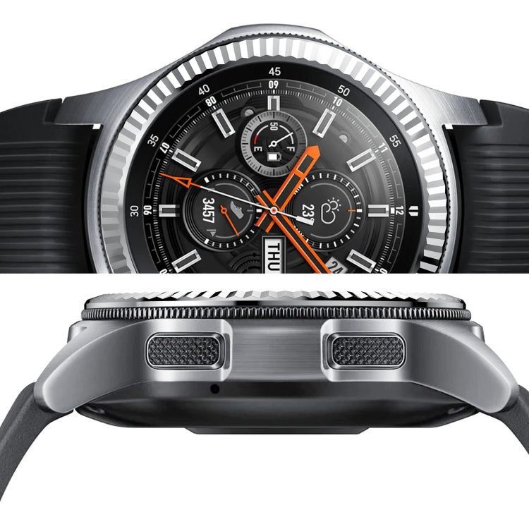 แหวนขอบสแตนเลสสตีลลายดอกไม้ สำหรับ Samsung Galaxy Watch 46 มม.
