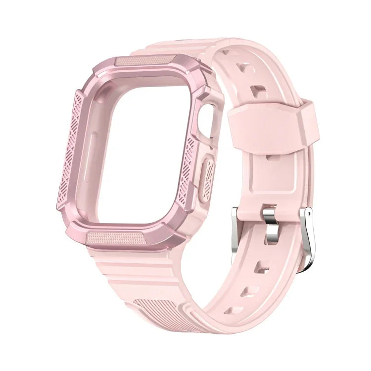 Two-color Armor Integrated Watchband For Apple Watch Series, 7 41mm / 6&SE&5&4 40mm, 7 45mm / 6&SE&5&4 44mm