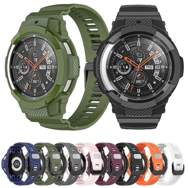 สายรัดนาฬิกาซิลิโคนสปอร์ตคาร์บอนไฟเบอร์แบบบูรณาการ สำหรับ Samsung Galaxy Watch4 Classic 42 มม.