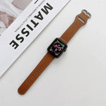 สายหนังแท้หัวเข็มขัดวงรี สำหรับ Apple Watch Series, 7 41mm / 6&SE&5&4 40mm / 3&2&1 38mm, 7 45mm / 6&SE&5&4 44mm / 3&2&1 42mm