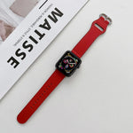 สายหนังแท้หัวเข็มขัดวงรี สำหรับ Apple Watch Series, 7 41mm / 6&SE&5&4 40mm / 3&2&1 38mm, 7 45mm / 6&SE&5&4 44mm / 3&2&1 42mm