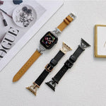 สายหนังแท้และเหล็กทรง D สำหรับ Apple Watch Series, 7 41mm / 6&SE&5&4 40mm / 3&2&1 38mm, 7 45mm / 6&SE&5&4 44mm / 3&2&1 42mm