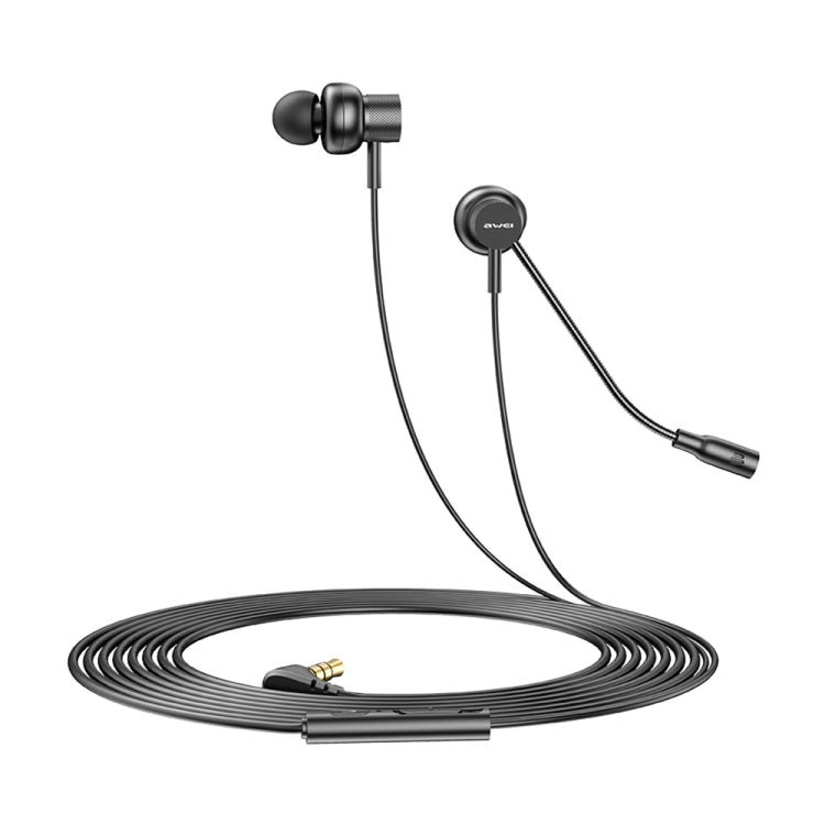 awei ES-180i หูฟังมีสายสำหรับกีฬา E-sports แบบใส่ในหู พร้อมไมโครโฟน ES-180i