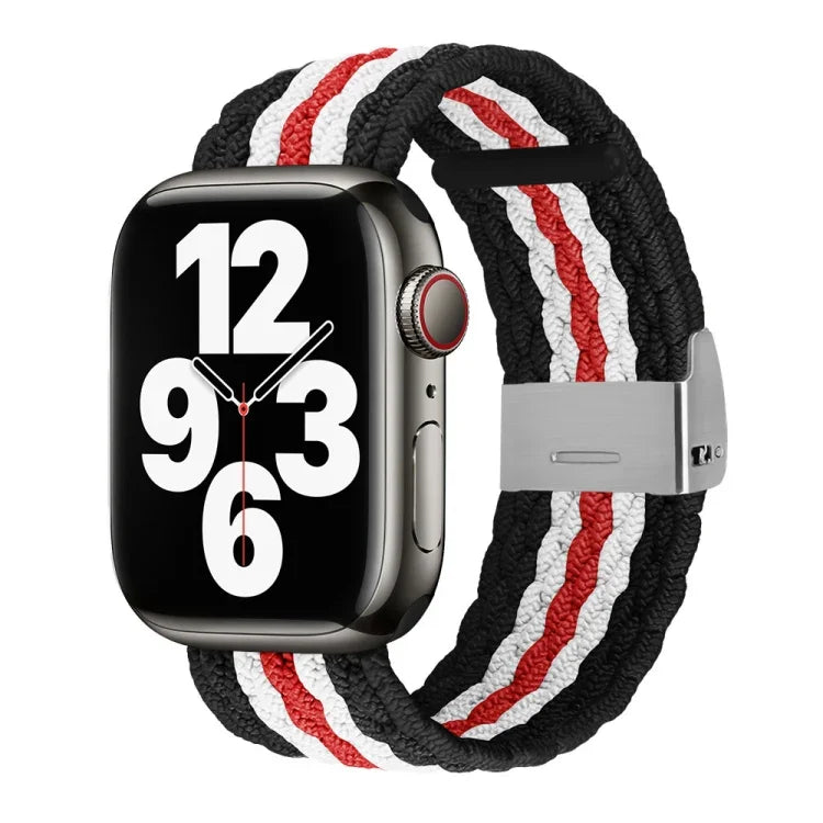 สายรัดข้อมือถักลายแนวตั้ง สำหรับ Apple Watch Series, 7 41mm / 6&SE&5&4 40mm / 3&2&1 38mm, 7 45mm / 6&SE&5&4 44mm / 3&2&1 42mm