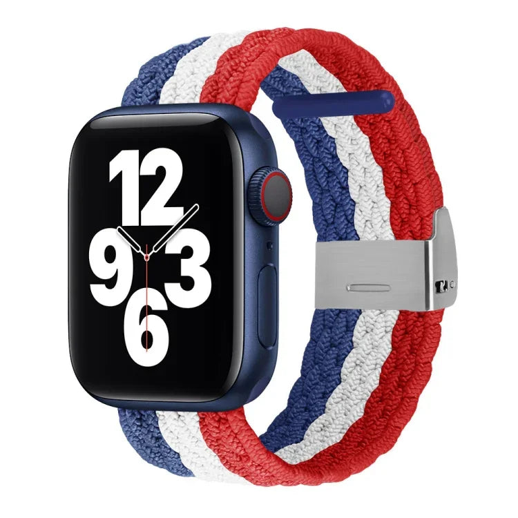 สายรัดข้อมือถักลายแนวตั้ง สำหรับ Apple Watch Series, 7 41mm / 6&SE&5&4 40mm / 3&2&1 38mm, 7 45mm / 6&SE&5&4 44mm / 3&2&1 42mm