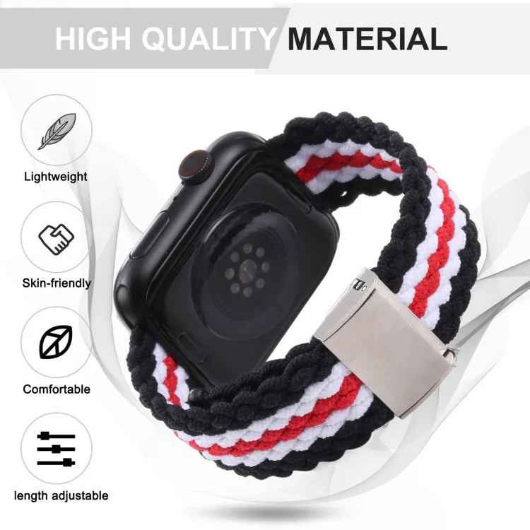 สายรัดข้อมือถักลายแนวตั้ง สำหรับ Apple Watch Series, 7 41mm / 6&SE&5&4 40mm / 3&2&1 38mm, 7 45mm / 6&SE&5&4 44mm / 3&2&1 42mm