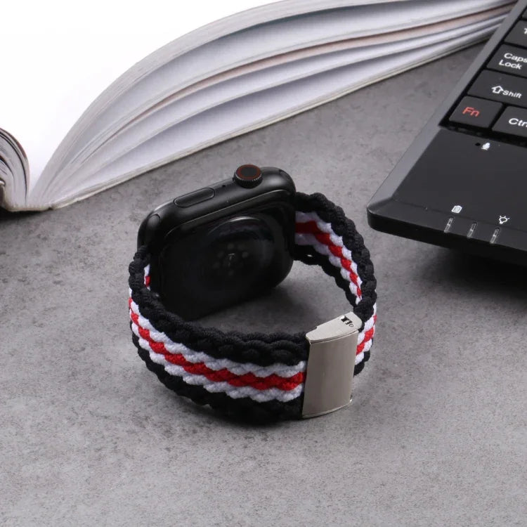 สายรัดข้อมือถักลายแนวตั้ง สำหรับ Apple Watch Series, 7 41mm / 6&SE&5&4 40mm / 3&2&1 38mm, 7 45mm / 6&SE&5&4 44mm / 3&2&1 42mm
