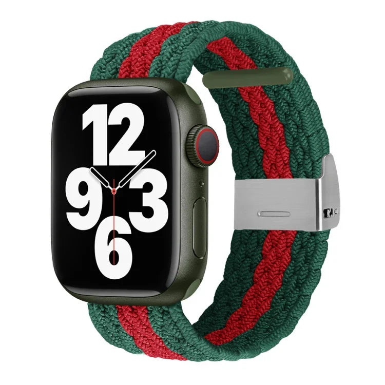 สายรัดข้อมือถักลายแนวตั้ง สำหรับ Apple Watch Series, 7 41mm / 6&SE&5&4 40mm / 3&2&1 38mm, 7 45mm / 6&SE&5&4 44mm / 3&2&1 42mm