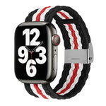 สายรัดข้อมือถักลายแนวตั้ง สำหรับ Apple Watch Series, 7 41mm / 6&SE&5&4 40mm / 3&2&1 38mm, 7 45mm / 6&SE&5&4 44mm / 3&2&1 42mm