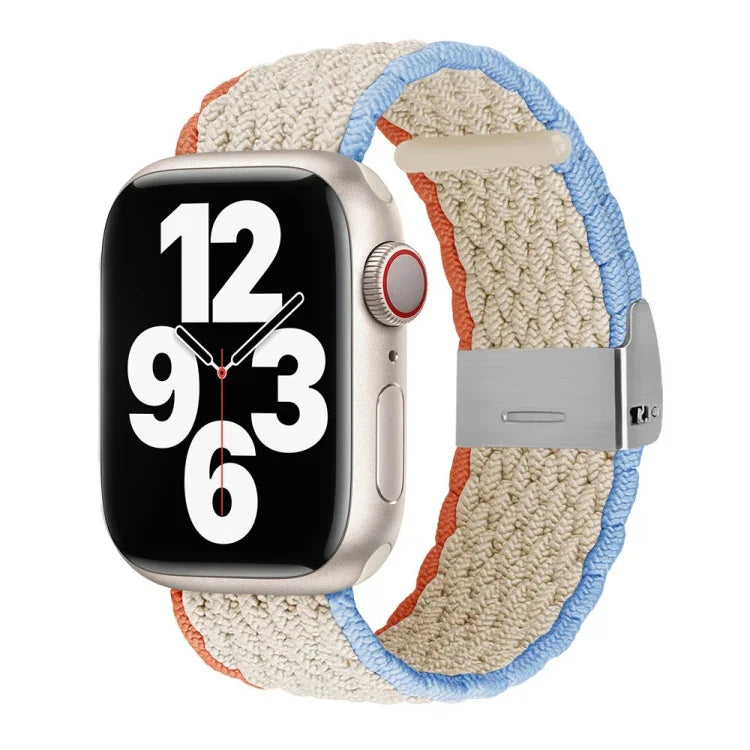 สายรัดข้อมือถักลายแนวตั้ง สำหรับ Apple Watch Series, 7 41mm / 6&SE&5&4 40mm / 3&2&1 38mm, 7 45mm / 6&SE&5&4 44mm / 3&2&1 42mm