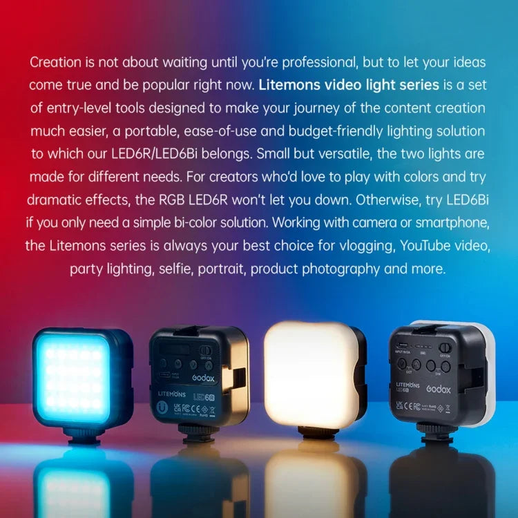 Godox LED-6BI ไฟวิดีโอ LED สำหรับถ่ายทำ, LED-6BI
