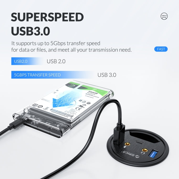 ฮับเดสก์ท็อปมัลติฟังก์ชัน ORICO DESK-4U-BK 4 พอร์ต USB3.0
