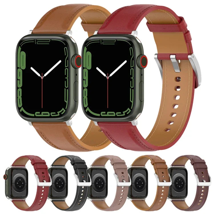 สายหนังแท้ ขนาด: ขนาดเล็ก สำหรับ Apple Watch Series 7 41mm / 6&SE&5&4 40mm / 3&2&1 38mm, ขนาด: ขนาดเล็ก สำหรับ Apple Watch Series 8&7 41mm / SE 2&6&SE&5&4 40mm / 3&2&1 38mm