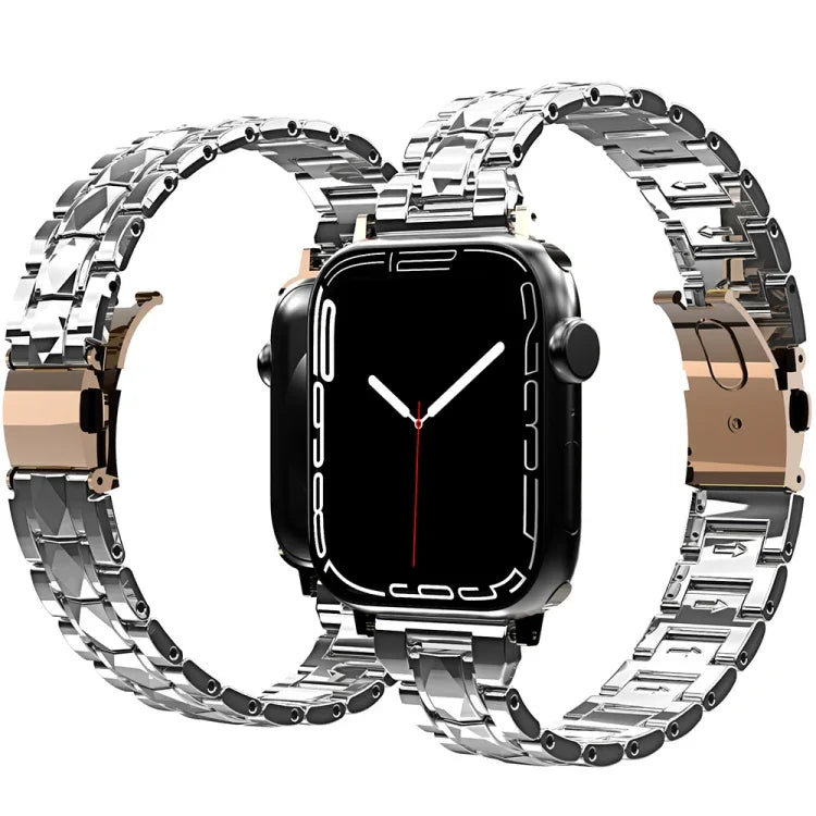 สายสแตนเลสสตีลชุบ สำหรับ Apple Watch Series, 7 41mm / 6&SE&5&4 40mm / 3&2&1 38mm, 7 45mm / 6&SE&5&4 44mm / 3&2&1 42mm