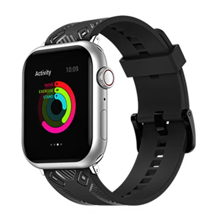 สายรัดข้อมือลายคาร์บอนไฟเบอร์ สำหรับ Apple Watch Series, 7 41mm / 6&SE&5&4 40mm / 3&2&1 38mm, 7 45mm / 6&SE&5&4 44mm / 3&2&1 42mm