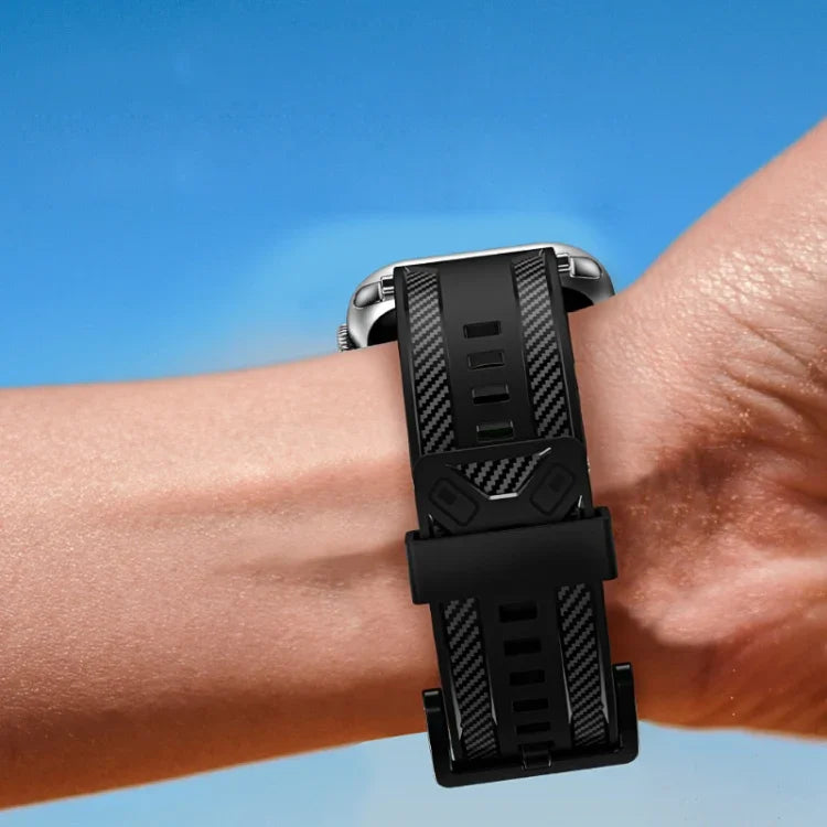 สายรัดข้อมือลายคาร์บอนไฟเบอร์ สำหรับ Apple Watch Series, 7 41mm / 6&SE&5&4 40mm / 3&2&1 38mm, 7 45mm / 6&SE&5&4 44mm / 3&2&1 42mm