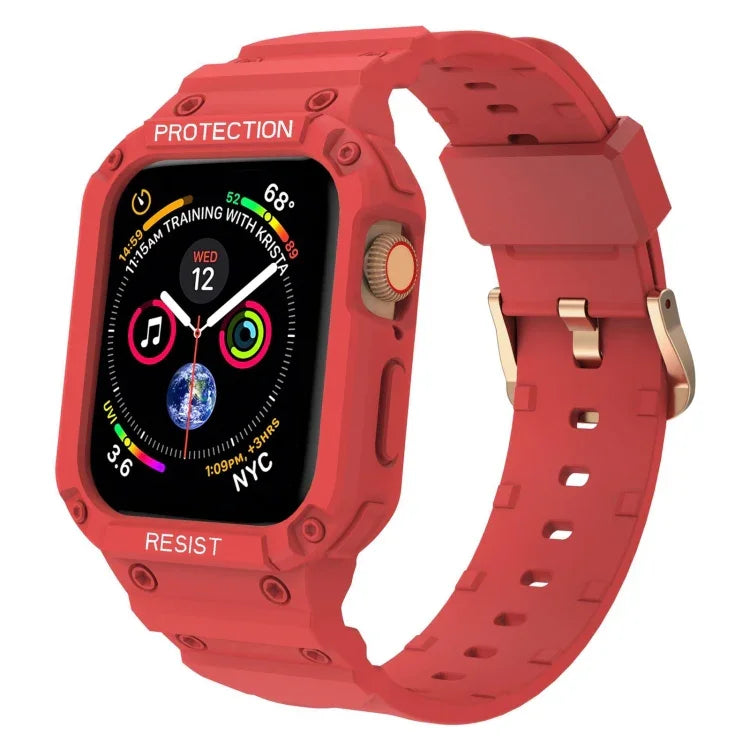 สายรัดข้อมือแบบบูรณาการสีพื้นกันน้ำสามชั้น สำหรับ Apple Watch Series, 7 41mm / 6&SE&5&4 40mm / 3&2&1 38mm, 7 45mm / 6&SE&5&4 44mm / 3&2&1 42mm