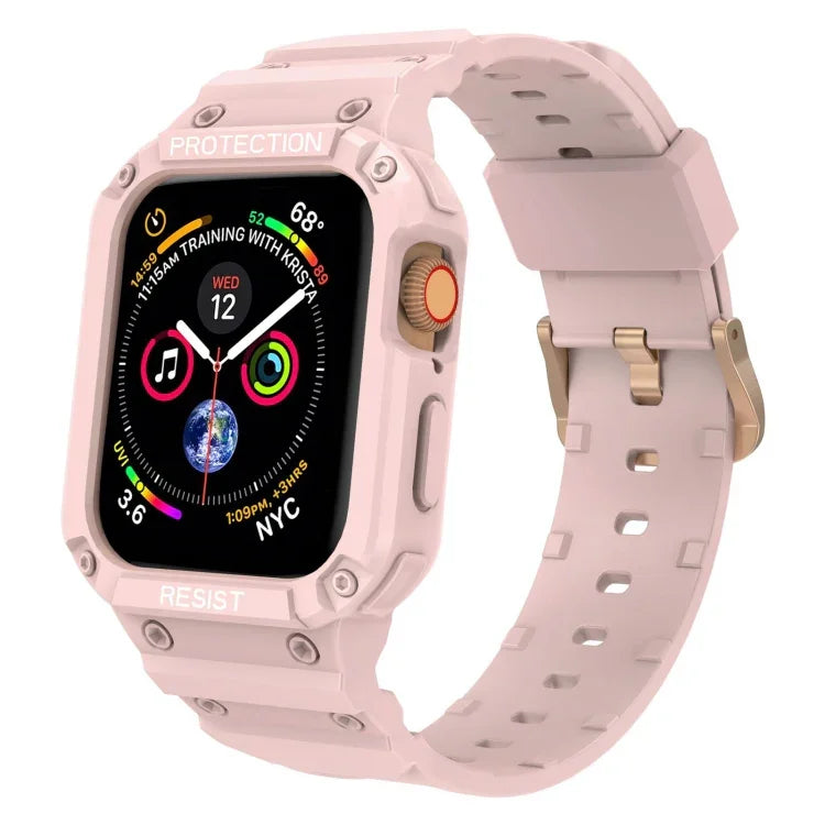 สายรัดข้อมือแบบบูรณาการสีพื้นกันน้ำสามชั้น สำหรับ Apple Watch Series, 7 41mm / 6&SE&5&4 40mm / 3&2&1 38mm, 7 45mm / 6&SE&5&4 44mm / 3&2&1 42mm