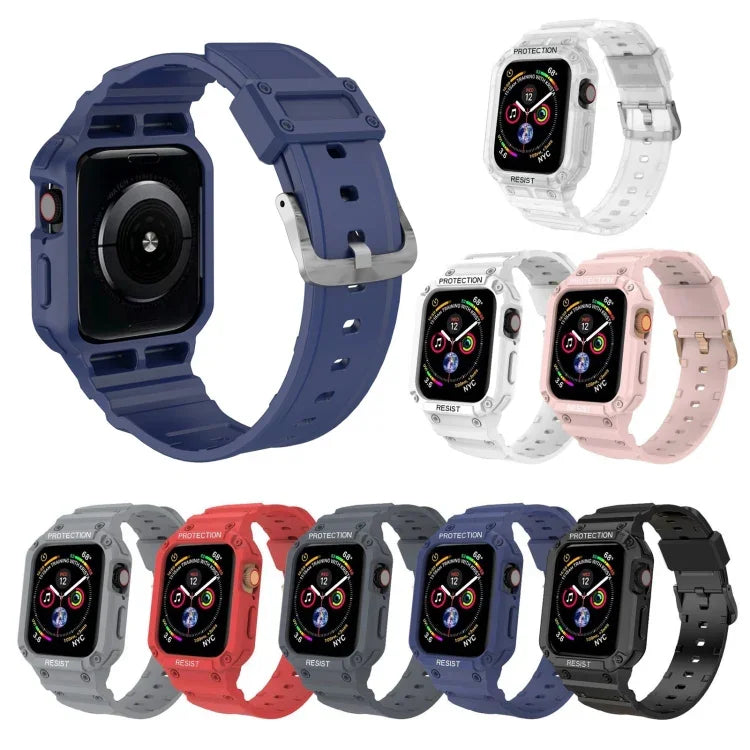 สายรัดข้อมือแบบบูรณาการสีพื้นกันน้ำสามชั้น สำหรับ Apple Watch Series, 7 41mm / 6&SE&5&4 40mm / 3&2&1 38mm, 7 45mm / 6&SE&5&4 44mm / 3&2&1 42mm