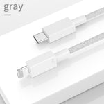 สายถักชาร์จเร็ว 27W PD USB-C / Type-C เป็น 8 Pin ความยาวสาย 1 เมตร, 27W
