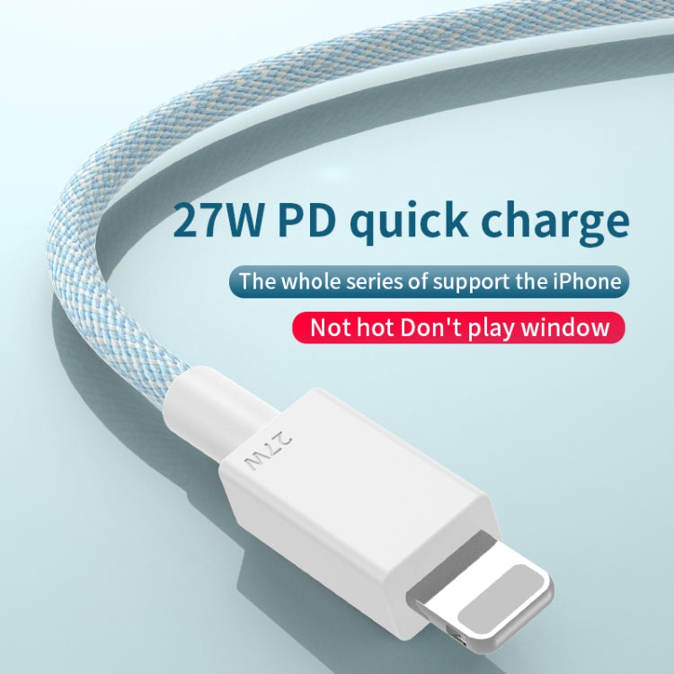 สายถักชาร์จเร็ว 27W PD USB-C / Type-C เป็น 8 Pin ความยาวสาย 1 เมตร, 27W