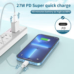 สายถักชาร์จเร็ว 27W PD USB-C / Type-C เป็น 8 Pin ความยาวสาย 1 เมตร, 27W