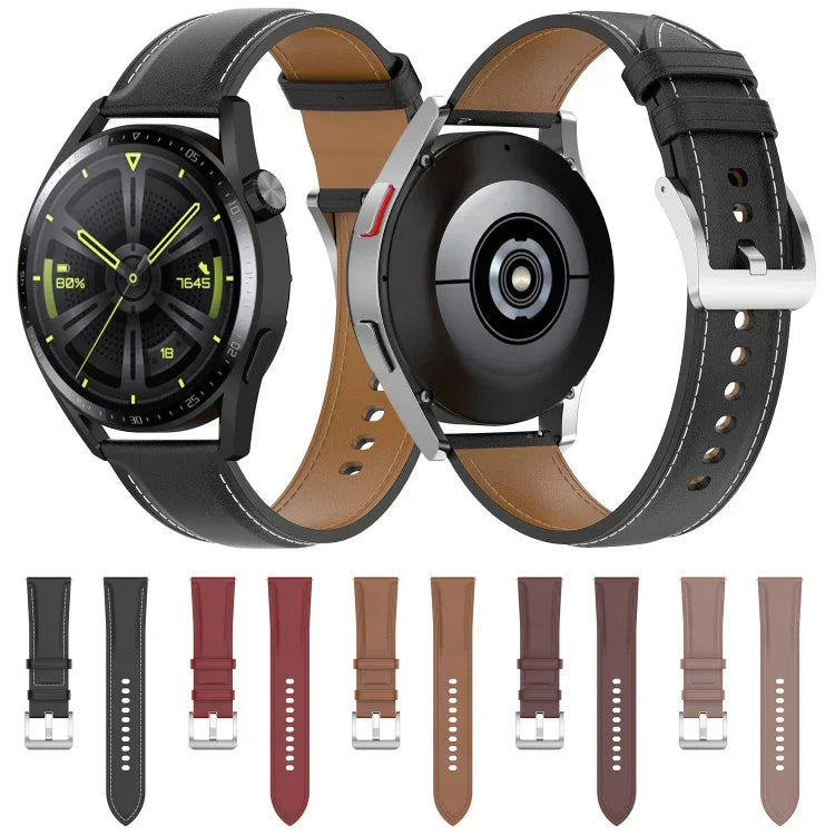 สายรัดนาฬิกาหนังแท้ขนาด 20 มม. สำหรับ Samsung Galaxy Watch4/Watch3 41 มม./Active2/Huawei/นาฬิกาเกมมิ่ง ฯลฯ