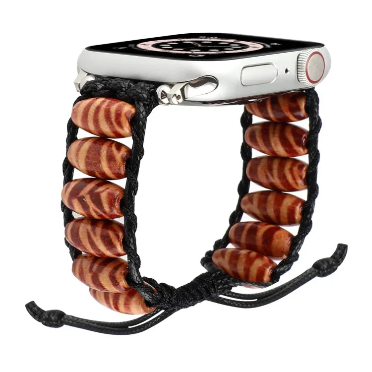 สายรัดข้อมือเม็ดไม้ สำหรับ Apple Watch Series, 7 41mm / 6&SE&5&4 40mm / 3&2&1 38mm, 7 45mm / 6&SE&5&4 44mm / 3&2&1 42mm