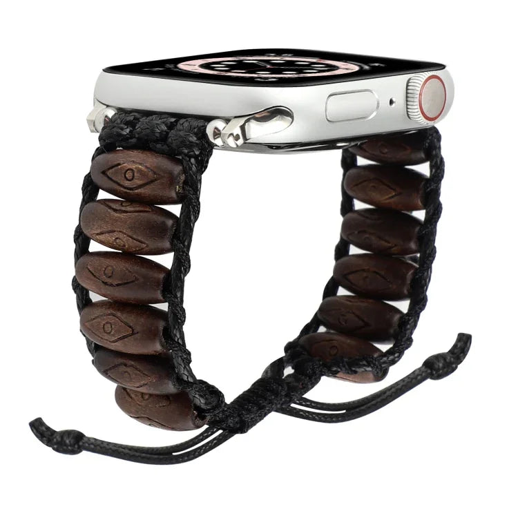 สายรัดข้อมือเม็ดไม้ สำหรับ Apple Watch Series, 7 41mm / 6&SE&5&4 40mm / 3&2&1 38mm, 7 45mm / 6&SE&5&4 44mm / 3&2&1 42mm