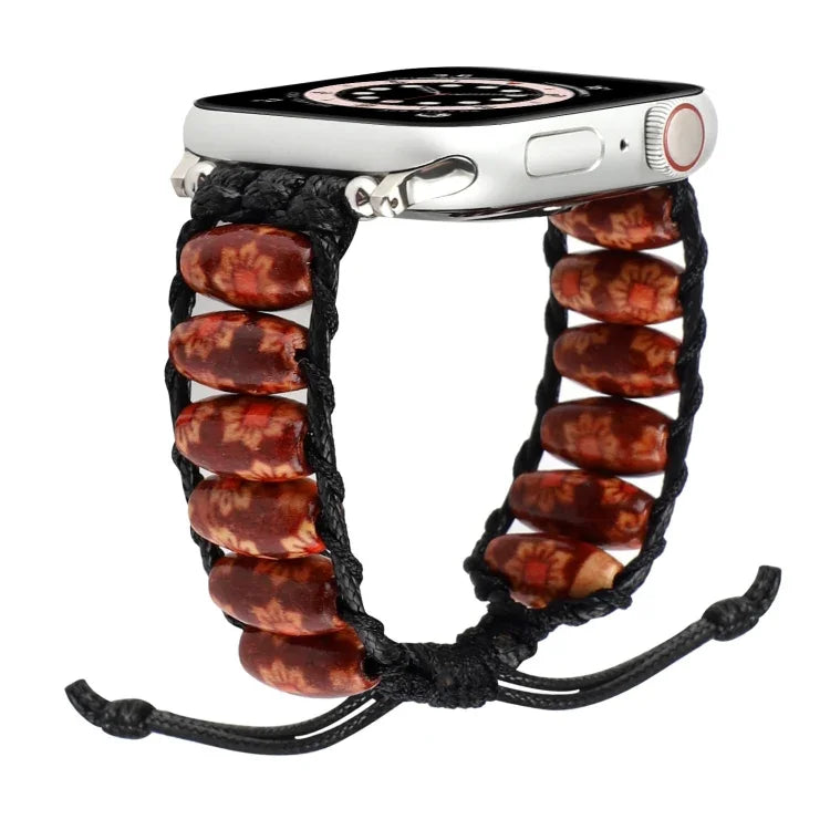 สายรัดข้อมือเม็ดไม้ สำหรับ Apple Watch Series, 7 41mm / 6&SE&5&4 40mm / 3&2&1 38mm, 7 45mm / 6&SE&5&4 44mm / 3&2&1 42mm
