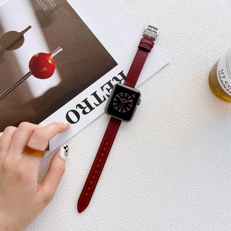 สายรัดนาฬิกาหนังสำหรับ Apple Watch Series, 7 41mm / 6&SE&5&4 40mm / 3&2&1 38mm, 7 45mm / 6&SE&5&4 44mm / 3&2&1 42mm