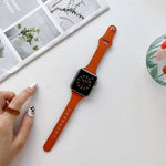 สายรัดนาฬิกาหนังลายเรียบ สำหรับ Apple Watch Series, 7 41 มม. / 6&SE&5&4 40 มม. / 3&2&1 38 มม., 7 45 มม. / 6&SE&5&4 44 มม. / 3&2&1 42 มม.