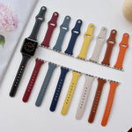 สายรัดนาฬิกาหนังลายเรียบ สำหรับ Apple Watch Series, 7 41 มม. / 6&SE&5&4 40 มม. / 3&2&1 38 มม., 7 45 มม. / 6&SE&5&4 44 มม. / 3&2&1 42 มม.
