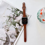 สายรัดนาฬิกาหนังลายเรียบ สำหรับ Apple Watch Series, 7 41 มม. / 6&SE&5&4 40 มม. / 3&2&1 38 มม., 7 45 มม. / 6&SE&5&4 44 มม. / 3&2&1 42 มม.