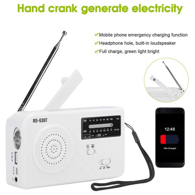 เครื่องเล่นวิทยุ AM/FM สองย่านความถี่พลังงานแสงอาทิตย์ RD-638T พร้อมไฟฉายและฟังก์ชันไดนาโม