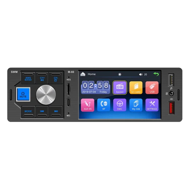 เครื่องรับวิทยุรถยนต์หน้าจอสัมผัส 4.0 นิ้ว เครื่องเล่น MP5 บลูทูธ พร้อมรีโมทคอนโทรล, FM60