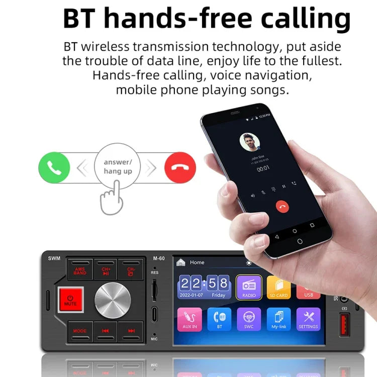 เครื่องรับวิทยุรถยนต์หน้าจอสัมผัส 4.0 นิ้ว เครื่องเล่น MP5 บลูทูธ พร้อมรีโมทคอนโทรล, FM60