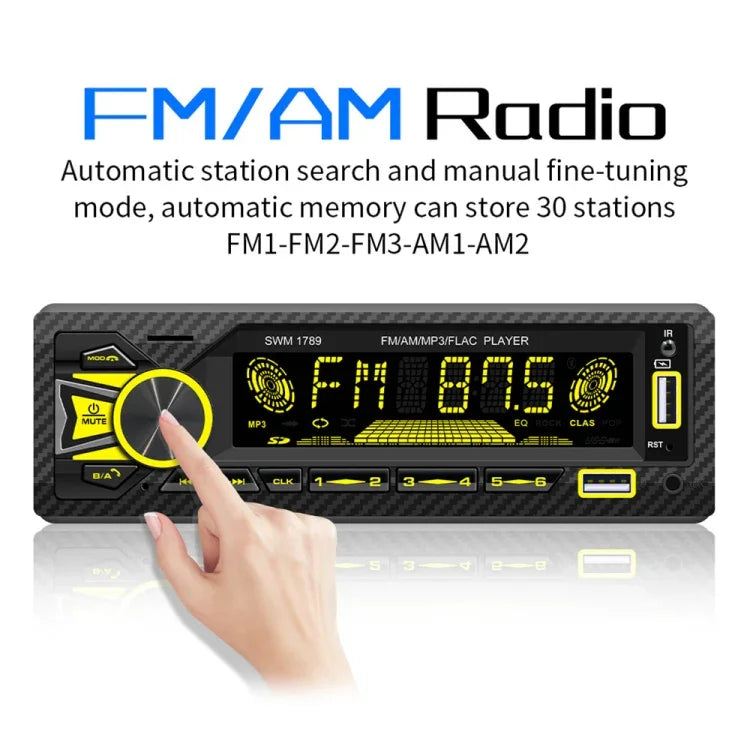 เครื่องรับวิทยุรถยนต์ SWM-1789 บลูทูธ 5.1 เครื่องเล่น MP3 พร้อมรีโมทคอนโทรล, SWM-1789