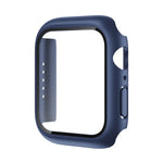 Apple Watch frame and film protector case for 44mm and 42mm models, navy blue PC edge and tempered glass