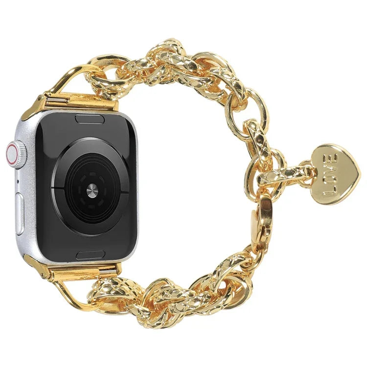สายรัดนาฬิกาแบบจี้หัวใจสแตนเลส สำหรับ Apple Watch Series, 7 41 มม. / 6&SE&5&4 40 มม. / 3&2&1 38 มม., 7 45 มม. / 6&SE&5&4 44 มม. / 3&2&1 42 มม.