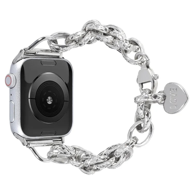 สายรัดนาฬิกาแบบจี้หัวใจสแตนเลส สำหรับ Apple Watch Series, 7 41 มม. / 6&SE&5&4 40 มม. / 3&2&1 38 มม., 7 45 มม. / 6&SE&5&4 44 มม. / 3&2&1 42 มม.