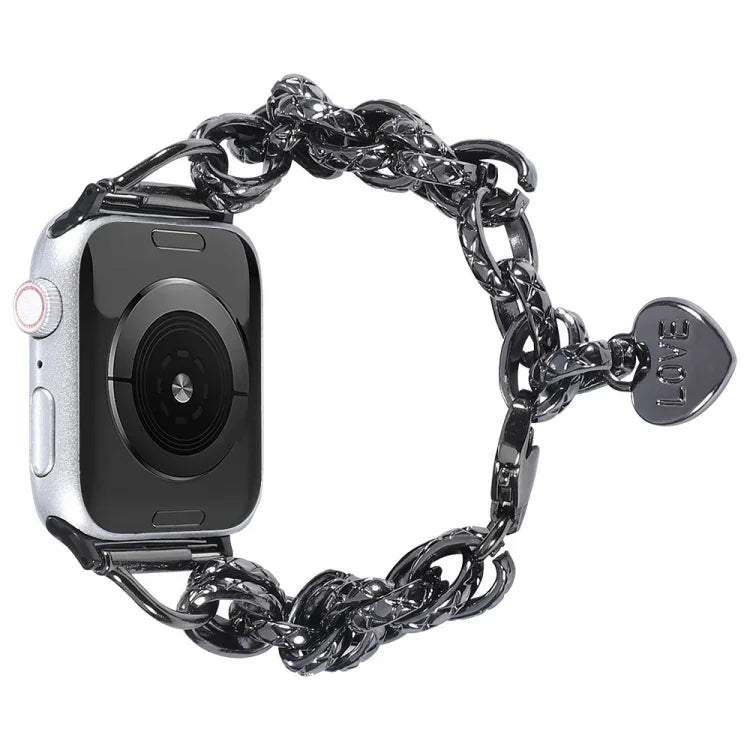 สายรัดนาฬิกาแบบจี้หัวใจสแตนเลส สำหรับ Apple Watch Series, 7 41 มม. / 6&SE&5&4 40 มม. / 3&2&1 38 มม., 7 45 มม. / 6&SE&5&4 44 มม. / 3&2&1 42 มม.