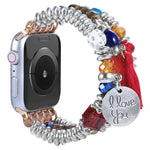 สายรัดนาฬิกาประดับลูกปัดพู่ สำหรับ Apple Watch Series, 7 41 มม. / 6&SE&5&4 40 มม. / 3&2&1 38 มม., 7 45 มม. / 6&SE&5&4 44 มม. / 3&2&1 42 มม.