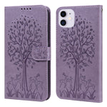 Tree & Deer Pattern Pressed Printing Horizontal Flip Leather Phone Case, For iPhone 13, For iPhone X / XS, For iPhone XR