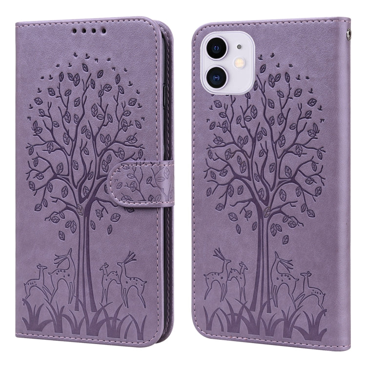 Tree & Deer Pattern Pressed Printing Horizontal Flip Leather Phone Case, For iPhone 13, For iPhone X / XS, For iPhone XR