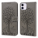Tree & Deer Pattern Pressed Printing Horizontal Flip Leather Phone Case, For iPhone 13, For iPhone X / XS, For iPhone XR