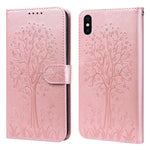 Tree & Deer Pattern Pressed Printing Horizontal Flip Leather Phone Case, For iPhone 13, For iPhone X / XS, For iPhone XR
