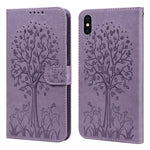 Tree & Deer Pattern Pressed Printing Horizontal Flip Leather Phone Case, For iPhone 13, For iPhone X / XS, For iPhone XR